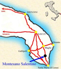 Cartina del Salento in Puglia