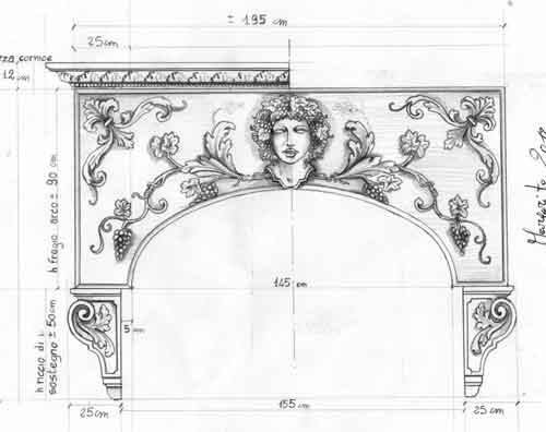 Camino antico in pietra disegno 8